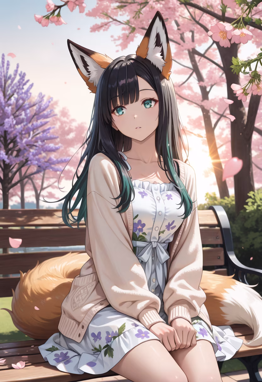Nothing beats a quiet afternoon under the cherry blossoms. Hope your day is as peaceful as this. 🌸✨ #springvibes #sakura #peaceful #naturephotography #ootd #springfashion #serene #animegirl #darudere #weekendmood #relaxing #cherryblossom