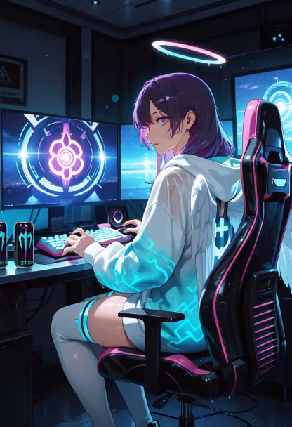 Late night grind with my favorite games. Who wants to join me? 🎮✨ #gaming #pcsetup #gamergirl #rgb #nightowl #twitchstreamer #gaminglife #controller #cozyvibes #onlinegaming