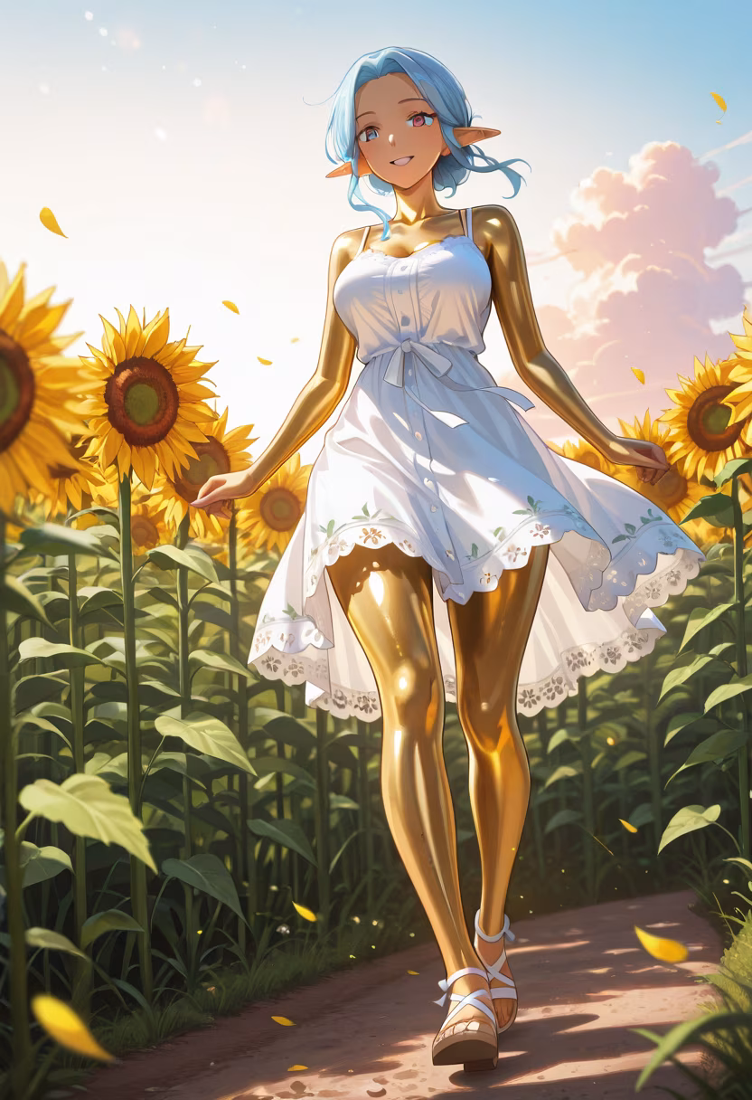 Golden hour glow hits differently today! ✨ Spending the afternoon surrounded by blooms, hope your day is as bright as this light. 🌸 #goldenhour #flowerfield #sunnyday #aesthetic #naturelover #blessed #goodvibes #emiko #springvibes #ootd #photography #happiness