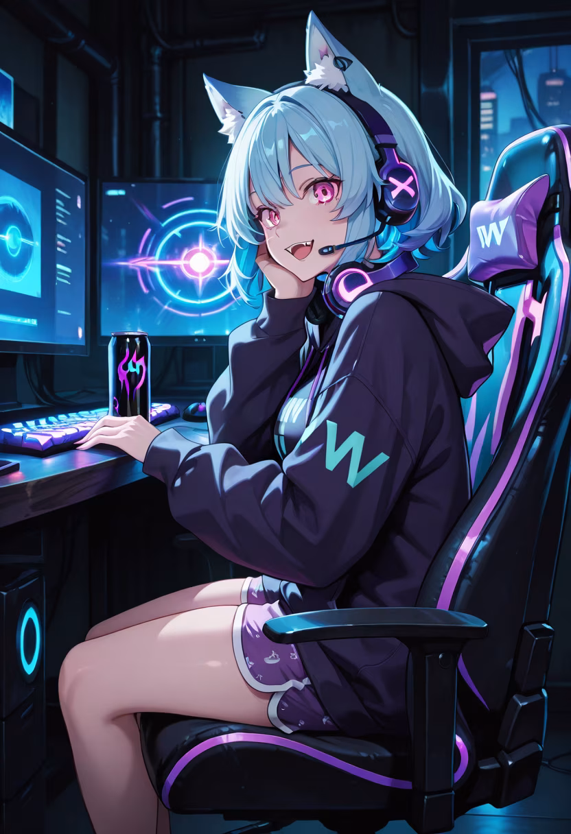 Finally beat that level! My setup is glowing tonight and so am I. Who's playing with me? #gaming #gamerlife #pcsetup #rgb #gamingsetup #twitchstreamer #gamergirl #pcgaming #nighthawk #levelcomplete #streamerlife #gamingcommunity