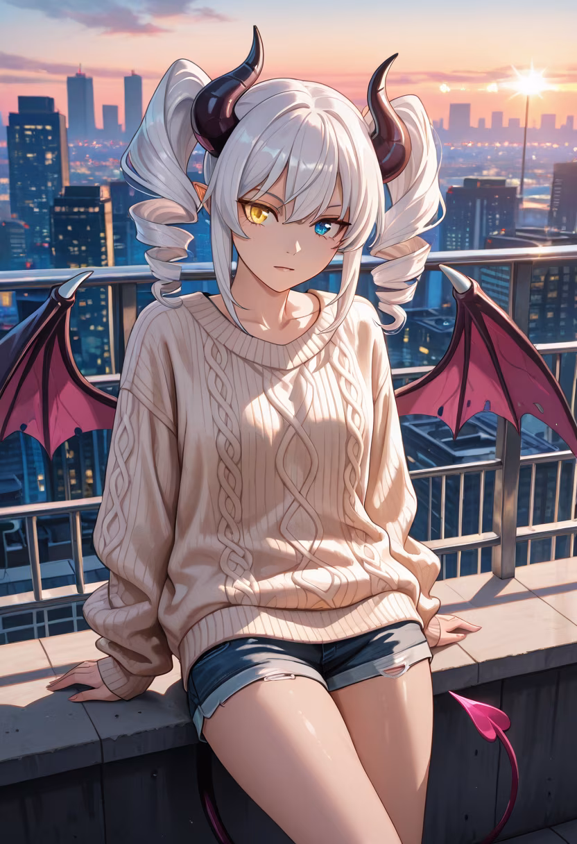 Found the perfect rooftop spot to watch the sun go down. Don't look at me like that, I only brought you guys along because the lighting is good. 🌇✨ #rooftopvibes #goldenhour #citylife #sunsetchaser #aesthetic #tsundere #vibing #goldenlight #cityscape #photography #ootd