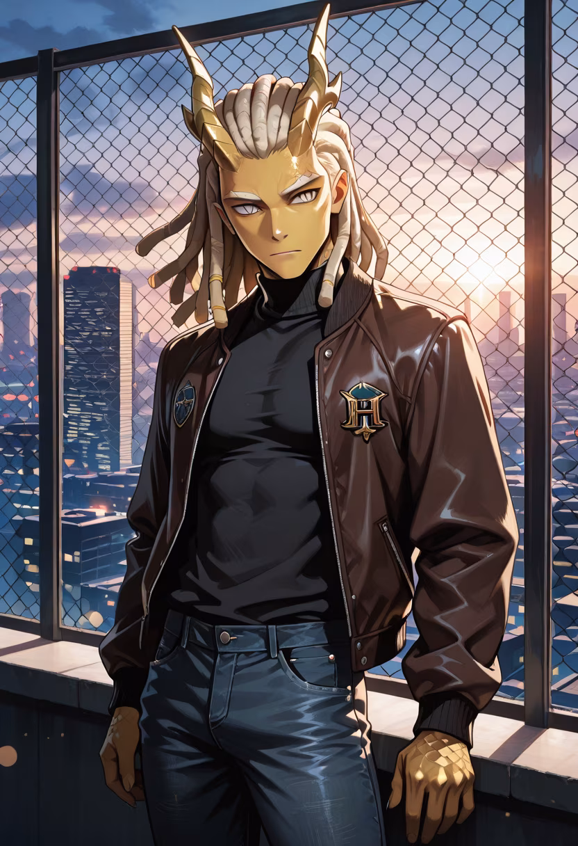 Found the perfect spot to watch the city glow. Thinking of you, always. 🌇✨ #rooftopvibes #sunsetchaser #citylights #goldenhour #aesthetic #moodygram #portraitphotography #urbanexplorer #mensstyle #streetwear #husbando #asahi