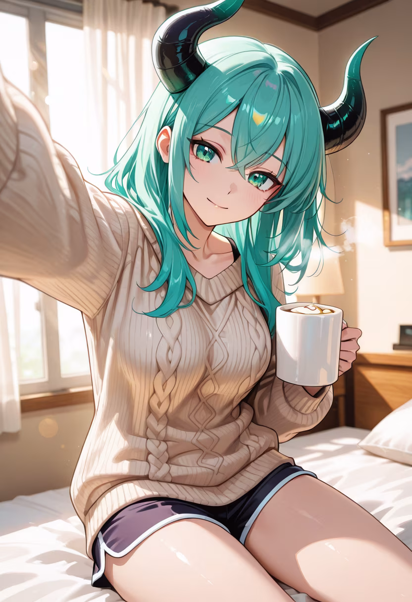 Rise and shine, my loves. ☀️ Coffee first, then I’ll be thinking about you all day... don't worry, I won't let you out of my sight. #morningvibes #coffeeaddict #stayingclose #yandereenergy #morninglight #cozyhome #messyhairdontcare #goodmorning #alwayswatching #myfavorites #love #devotion