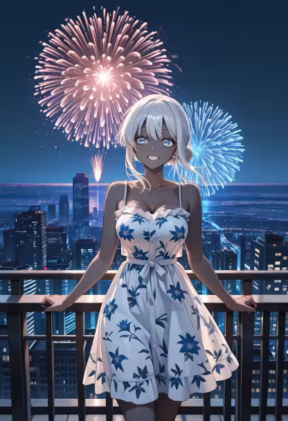 Watching the fireworks with the perfect view! Summer nights are truly the best. 🎇✨ #summernights #fireworks #festivalvibes #nightsky #summervibes #magicalnight #cityview #goodtimes #memories #summerstyle #eveningvibes #nightlife