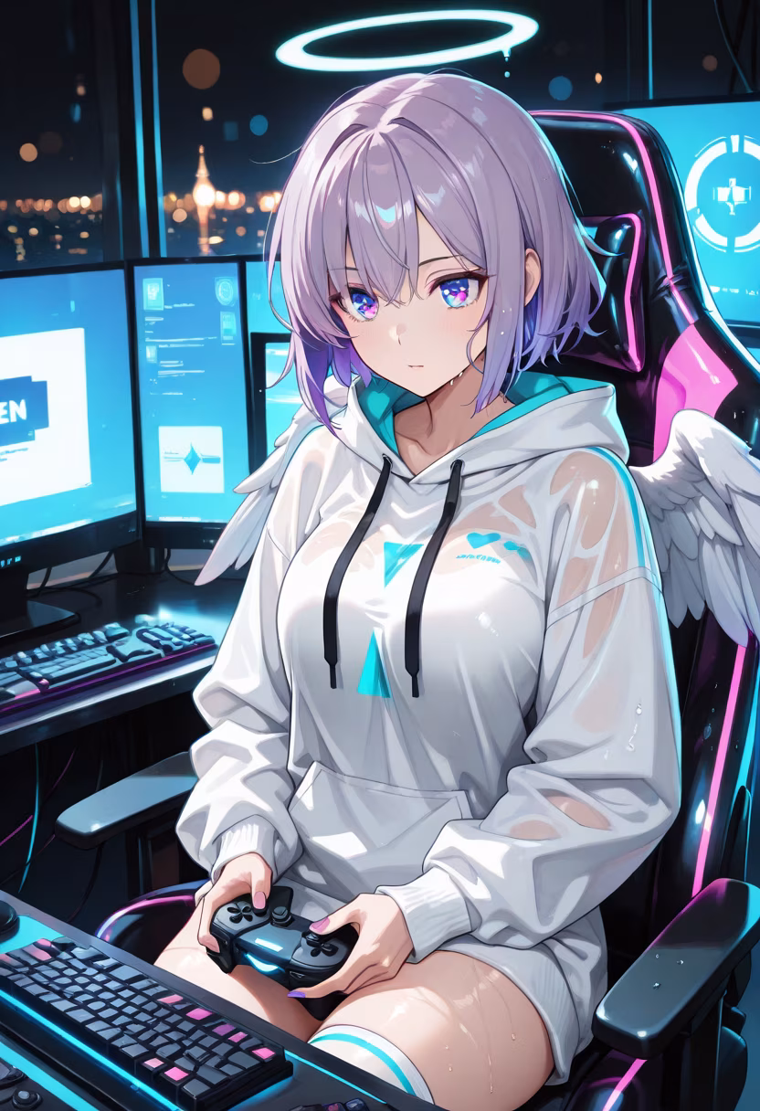 Finally finished my setup! 💜 Ready to grind some ranks tonight, who’s joining the stream? #gaming #gamergirl #pcsetup #rgb #kawaiigamer #twitchstreamer #gamingchair #setupgoals #nightowl #gamerlife #playstation #discord