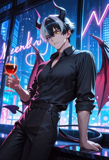 Don't get the wrong idea, I'm only here for the drinks. 🍸🌃 #nightout #citylights #vibes #makoto #husbando #nightlife #aesthetic #cocktailhour #urbanstyle #mensfashion #nightclub #chill