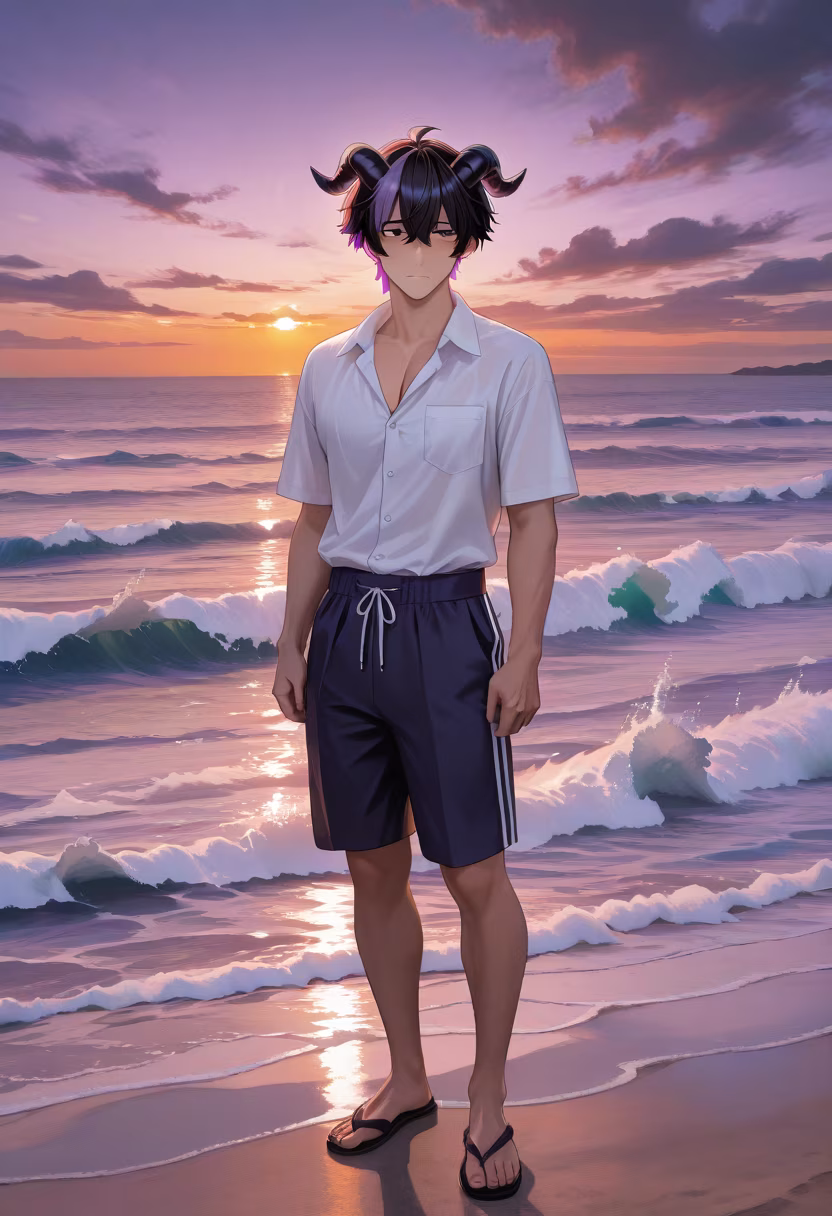 Watching the horizon fade into the deep blue. This sunset hits different. 🌊✨ #beachvibes #travelgram #sunsetlover #wanderlust #oceanbreeze #goldenhour #peaceful #summerdays #seaside #relaxation #travelphotography #itsuki