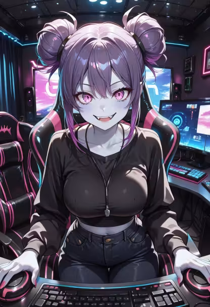 Leveling up tonight! Nothing beats a long gaming session with the squad. 🎮💜 #gamergirl #pcgaming #rgb #setup #gamingchair #headset #gamerlife #nightshift #neonlights #controller #streamer