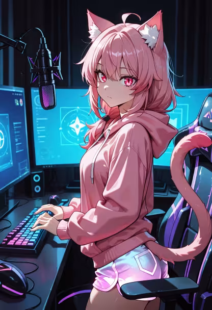 Late night grind, don't mind me! 🎮 Who's up for some ranked matches? #gaming #gamergirl #pcsetup #rgb #nightowl #setupwars #gamingcommunity #twitchstreamer #gamerlife #kawaiigaming #desksetup #madoka