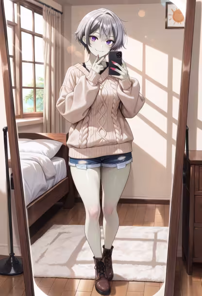 Just me, my favorite mirror, and the perfect lighting! How's your day going, loves? ✨ #selfie #mirrorcheck #casualvibes #ootd #dailygram #lifestyle #chilling #happiness #vibing #instagood #smile #love