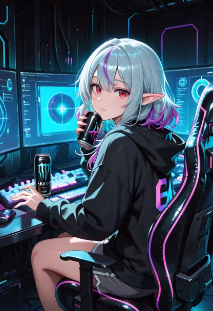 Late night grind with my favorite game. Who wants to hop on and carry me? 🎮✨ #gaminglife #pcsetup #gamergirl #rgb #setupgoals #lategaming #controller #streamer #gamers #vibes #gamerlife #kawaiigaming