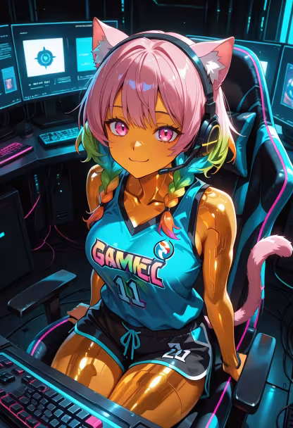 Late night grind sessions! Who's joining me for some gaming? 🎮 #gaming #gamergirl #pcsetup #rgb #headset #twitch #gaminglife #battlestation #streamer #tech #play #controller