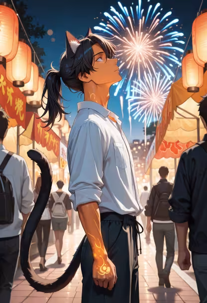Finally got a break to enjoy the fireworks. Hope your summer night is just as bright! 🎆 #summernights #festivalvibes #fireworks #nightsky #aesthetic #mensfashion #chill #summer2024 #vibing #nightlife